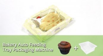 Bäckerei(Kuchen,Brot,Keks) Verpackungsmaschine mit automatischer Zuführung von Tabletts