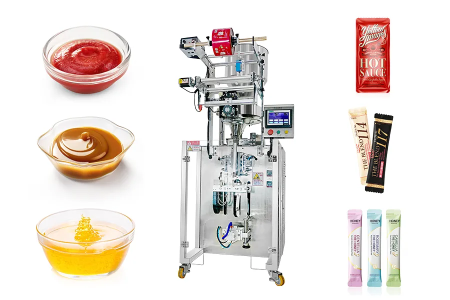 यह गोल कोने के बैग के लिए एक पारस्परिक पैकिंग मशीन है